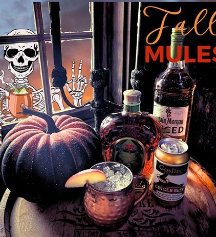 🍁Fall Mules are back! 🍎 Ask your server or bartender for Captain Morgan Sliced Apple Mule or a Crown Royal Apple Mule.