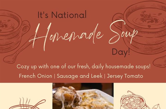 New soups made fresh daily. Always available is our delicious French Onion Soup. 🥣