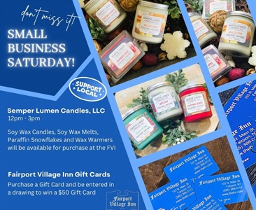 Today is the day! Small Business Saturday 🍽️🍺🛍️ Stop in between 12pm - 3PM to see our friends Semper Lumen Candles, LLC setup in...