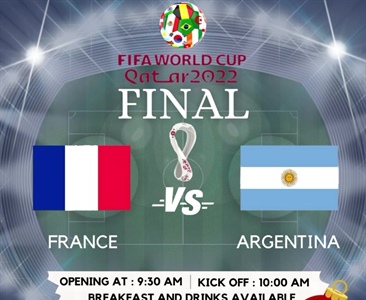 ⚽️ Opening at 9:30am today for the World Cup Final Match!  Breakfast sandwiches, Bloody Mary’s Mimosas Olé Olé Olé Olé!