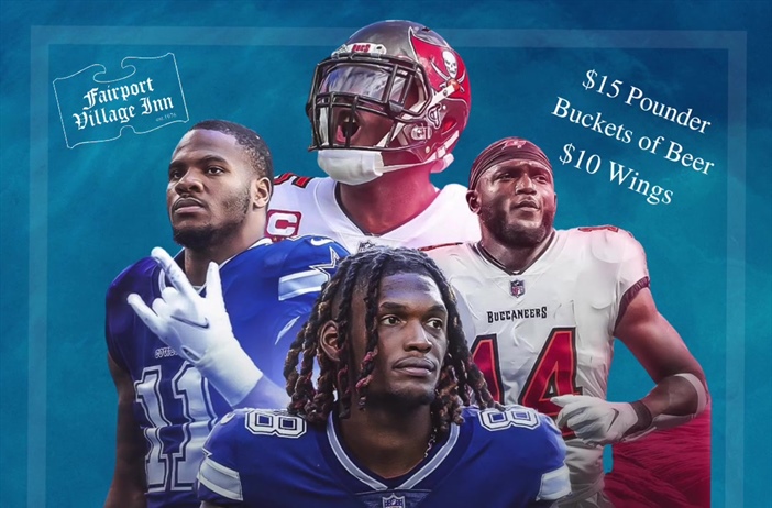 How ‘bout them Cowboys!! Final game of the long weekend! Let’s gooooo!! 

#thefairportvillageinn #eatlocal #supportlocalbusiness #smallbiz #smallbusinessowner #fvi #fairportvillageinn #FVI #thefvi #supportlocal #supportsmallbusiness #SupportSmallBusiness #FairportNY