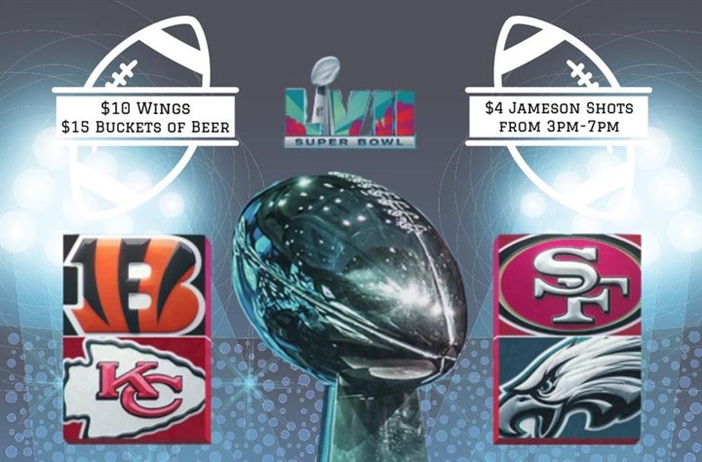 🏈 🅂🅄🄽🄳🄰🅈 🄵🅄🄽🄳🄰🅈!! 
𝚆𝚑𝚘’𝚜 𝚐𝚘𝚗𝚗𝚊 𝚖𝚊𝚔𝚎 𝚒𝚝 𝚝𝚘 𝚝𝚑𝚎 𝚂𝚞𝚙𝚎𝚛 𝙱𝚘𝚠𝚕?
𝚆𝚎’𝚟𝚎 𝚐𝚘𝚝 𝙱𝚎𝚎𝚛 𝚊𝚗𝚍 𝚆𝚒𝚗𝚐 𝚂𝚙𝚎𝚌𝚒𝚊𝚕𝚜  𝚙𝚕𝚞𝚜….. 
$𝟒 𝐉𝐀𝐌𝐄𝐒𝐎𝐍  𝐒𝐡𝐨𝐭𝐬 𝚏𝚛𝚘𝚖 3͎p͎m͎ ͎-͎ ͎7͎p͎m͎

𝑳𝑬𝑻’𝑺 𝑮𝑶𝑶𝑶𝑶!