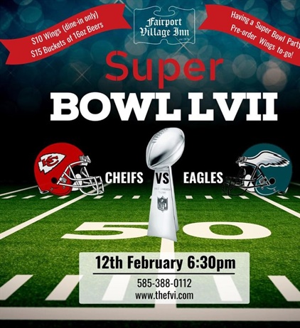 🏈🏆 𝙎𝙪𝙥𝙚𝙧 𝘽𝙤𝙬𝙡 𝙎𝙪𝙣𝙙𝙖𝙮 𝙁𝙪𝙣𝙙𝙖𝙮!!🏆🏈
Let’s have some fun this Sunday!  Join us for the game and Wings and Beer specials!
                           - OR -
Per-order wings to-go for your Super Bowl party. 

thefvi.com