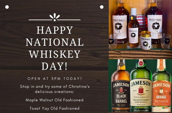 🥃 Happy National Whiskey Day! 🥃
Come see Christina starting at 3pm for some delicious whiskey cocktails! 

#nationalwhiskeyday #fvi #thefvi #thefairportvillageinn #eatlocal #supportlocalbusiness #smallbusinessowner #fairportny #fairportvillageinn #FVI
