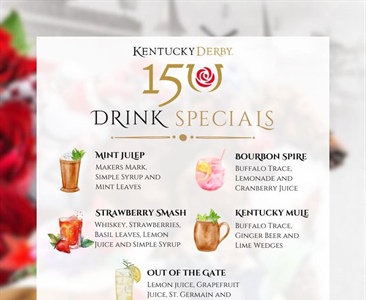 🏇🌹 Join Us for the Kentucky Derby!🌹🏇

Get your hats ready and join us at the Fairport Village Inn to watch the 150th Kentucky Derby! Experience the thrill of the race with our live screening and enjoy our delicious drink specials!

Live coverage begins at 2:30pm. Race starts at 6:47pm. Drink specials all day!!