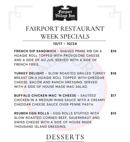 🍴 Fairport Restaurant Week starts today!!