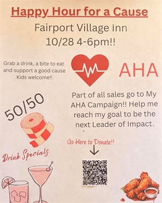 This Wednesday we are hosting a fundraiser for Erica Brongo Laszek and the American Heart Association Leaders of Impact